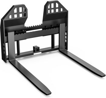 Dextrus Skid Steer Pallet Fork Frame Attachment, 45" Frame, 48" Fork Blades, 4000 LBS Capacity, Universal Quick Tach Fits Kubota Bobcat Loaders & Tractors