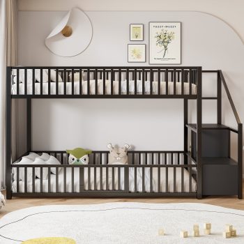 MODERNLUXE Twin Size Bunk Bed with Storage Staircase