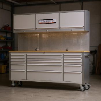 Garvee 72" Tool Chest, Rolling Workbenches with 15 Drawers and Upper Cabinet for Garage, Workshop, Kitchen