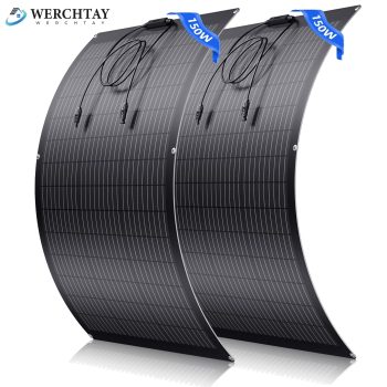 WERCHTAY 300W (×150W) Flexible Solar Panels Monocrystalline for 12V Battery Charging, with MC4 Connector, IP67, for RV Boat Camper Van Trailer Off-Grid Use