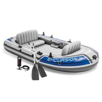Intex Excursion Person Inflatable Rafting and Fishing Boat Set with 2 Oars