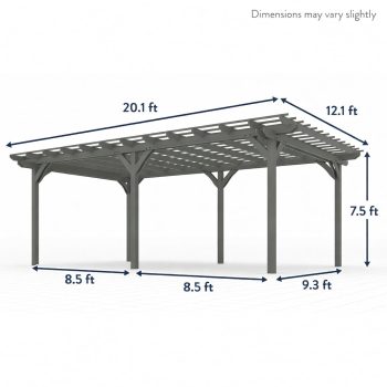 Kadyn 20FT x 12FT Wooden Pergola Kit for Outdoor Patio – Gray Fir Wood Garden Arbor with Vine-Climbing Canopy, Windproof & Snow-Resistant
