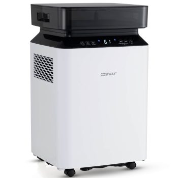 Costway 90-Pint Dehumidifier with Continuous & Auto Mode Large Water Tank 6,000 Sq. ft Coverage Area