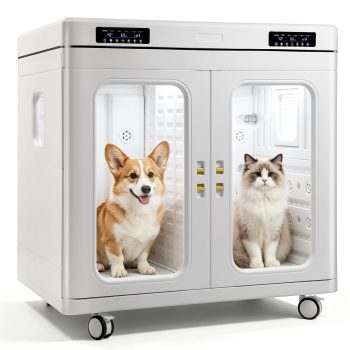 LITINKIMI Dog Cat Dryer: 15.2cuft Large Pet Grooming Blower Box for Breeds up to 130lbs - High-Efficiency & Quiet Drying with Temp Control & Negative Ion (US Plug)