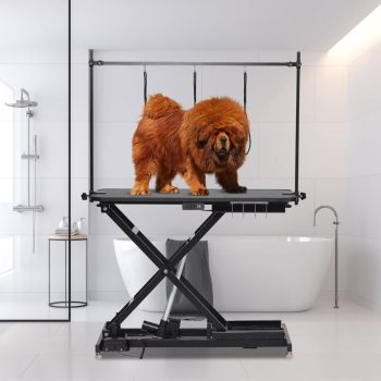 TEQIN Electric Dog Grooming Table, Height Adjustable Pet Grooming Table with Arm, 264LBS Capacity, Anti-Slip Top & Tool Organizer Dog Groom Table For Professional Pet Cleaning