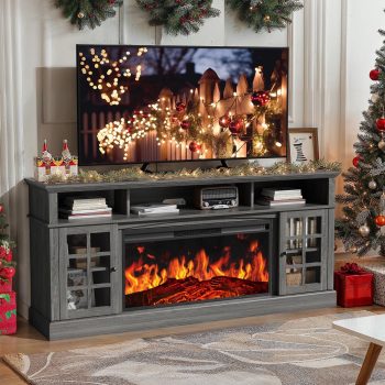 Electric Fireplace TV Stand up to 85" TVs, Farmhouse Entertainment Center wiht 36" Fireplace for Living Room