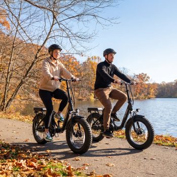 Helokeep Step-Thru Folding Electric Bike for Adults, 16"x4.0 Fat Tire, 750W, 48V 10Ah, UL2849-Certified, 20MPH, Front Suspension, White
