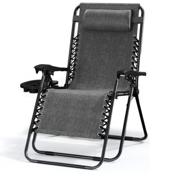 LammaLoe Zero Gravity Chair, Outdoor Lounge Chairs with Cup Holder