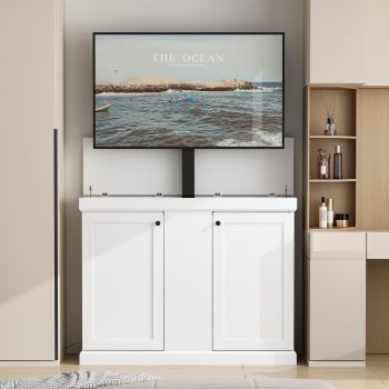Oxylife Mini Elevate TV Lift Cabinet,Fits Up to 50-Inch Wide TVs,White