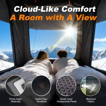 Naturnest Vehicle Roof Top Tent Polaris 2 Aluminum Hard Shell with AC Port & 3-Layer Mattress for SUV Truck Jeep Van Camping