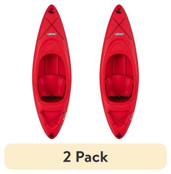 (2 pack) Lifetime Pacer 8 ft Sit-Inside Kayak with Paddle, Fire Red (91036)