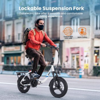 Vivi Electric Bike 16" x 3.0 Fat Tire Electric Bike 48V 350W Adult Folding Electric Cruiser Bike Step-Through Electric Bike 19.8MPH Commuter Electric Bike, UL2849 Certified