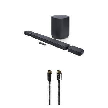 JBL BAR-1000-MK2 Surround Sound 4K Dolby Atmos and DTS Soundbar with an Austere 7S-8KHD2-2.5M VII Series 2.5m Premium Braided 8K HDMI Cable (2025)