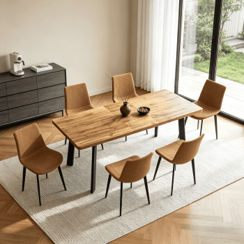 63.2"-78.9" Extendable Dining Table Set for 4-8 People,7 Piece Large Kitchen Table Set with 6 Chairs for Farmhouse, Dining Room,Living Room