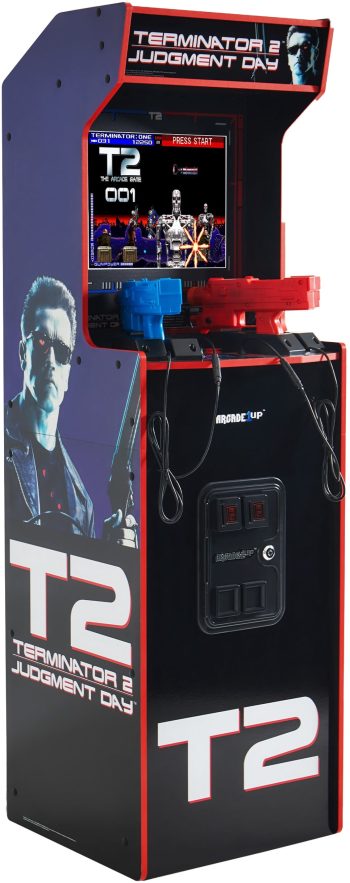 Arcade1Up Terminator 2 Deluxe Arcade Machine 17" Color Screen, Real-Feel Arcade Light Guns, Wi-Fi Leaderboards, Classic Video Game, Perfect for at-Home Gaming