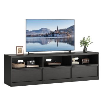 TV Stand for TVs up to 85 Inches, MDF Media Console with 3 Drawers, Open Shelves and Cable Management