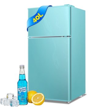 JIEJIA Mini Fridge with Freezer 40L Dual Door Small Refrigerator for Dorm Bedroom