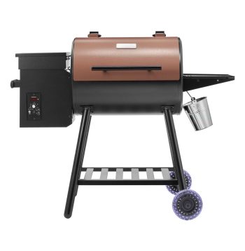 Wood Pellet Grill Smoker, 8-in-1 BBQ Grill for Outdoor Cooking, 456 Sq In, Digital Controller, Meat Probe, 500F, Black