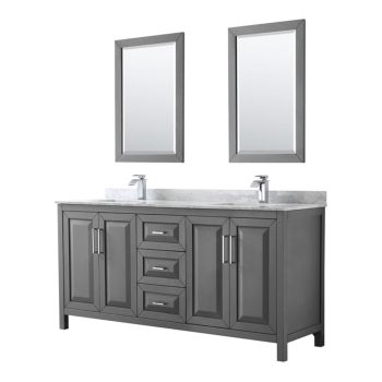 Wyndham Collection Daria 72" Square Sinks Wood Double Bathroom Vanity in