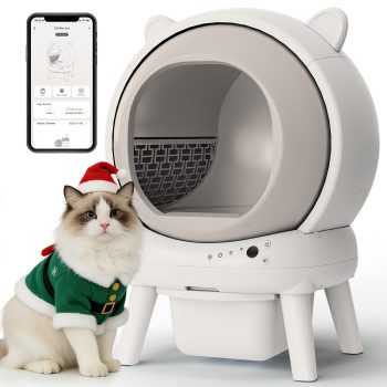 HLR 70L Smart Automatic Self-Cleaning Cat Litter Box, APP Control/Integrated Safety Protection, Cat Ears Design