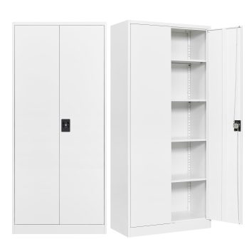 Fesbos Metal Garage Storage Cabinet, Tall Cabinet with 2 Doors and 4 Adjustbale Shelves,Lockable Tool Cabinet for Garage, Basement, Home Office