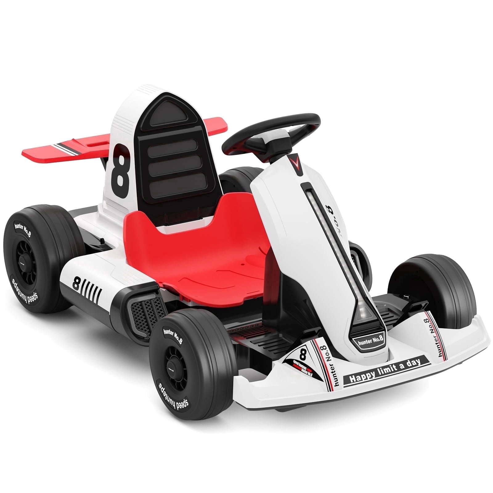 XJD Electric Go-Kart for Kids Ages 3+, 12V Ride-on Racing Car with Adjustable Body, Safety Belt, LED Lights & Music Console