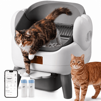 Automatic Litter Box Self Cleaning, Automatic Cat Litter Box for Multiple Cats with App Control, Open Top Self Cleaning Litter Box,Safety Protection, Easy Setup, Odor Control