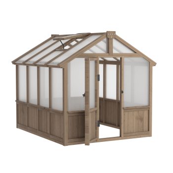 VEIKOUS 8 x 6ft Outdoor Wood Greenhouse, Walk-in Greenhouse w/ Adjustable Window and Lockable Door for Garden, Patio