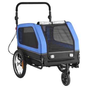 KFFKFF Dog Bike Trailer, Holds Up to 88 lbs, 2-in-1 Pet Stroller and Bicycle Carrier for Small and Large Dogs, Foldable Frame with Quick-Release Wheels, Universal Bike Hitch, Built-In Safety Leash