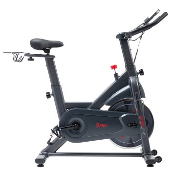 Sunny Health & Fitness Essential Connected Magnetic Exercise Bike, Stationary Indoor Cycling Bike with Bluetooth, Adjustable Seat & Handlebars, Magnetic Resistance, Dumbbell Holder - SF-B122955