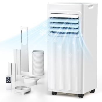 KISSAIR 10,000 BTU Portable Air Conditioner - Cools 450 Sq.Ft, 4-in-1 AC/Dehumidifier/Fan, Quiet & Energy Efficient, with Remote, 24H Timer, Easy Installation - Perfect for Bedroom, Office, Apartment