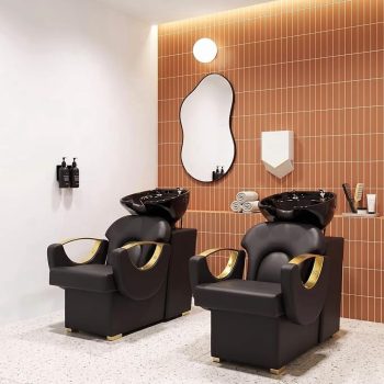 Salon Shampoo Backwash Chair, Shampoo Bowl and Chair Set for Salon, Shampoo Basin Chair Set with Adjustable Porcelain Ceramic for Barbershop Beauty Equipment