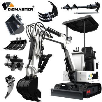 DigMaster 1.2 Ton Mini Excavator, 13.5HP B&S Gasoline Engine, Hydraulic Thumb, Compatible with Multiple Attachments, for Farms, Yards & Forestry, EPA Certified (90% Pre-Assembled)