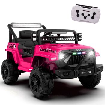 Xuanlur 12V Ride on Truck Car for Kids, 12V Kids Electric Car w/ Remote Control, 4 Wheel Suspension, Bluetooth, Power Display, 3.5 Mph Max Speed, Battery Powered Ride on Toys for Aged 3+(Pink)