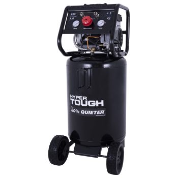 Hyper Tough 20 Gallon Air Compressor, 1.8 HP, Vertical, Quiet, Oil-Free, 150 PSI