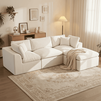 JUDISELEX 108"Modular Sectional Sofa with Ottoman,Cloud Couch L-Shaped Chenille Sofa with Deep Seating,Modern Living Room Furniture for Apartment