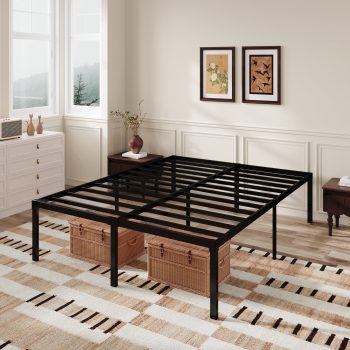 Amolife Heavy Duty Size 18" Metal Platform Bed Frame with 16.6" Under Bed Storage Space