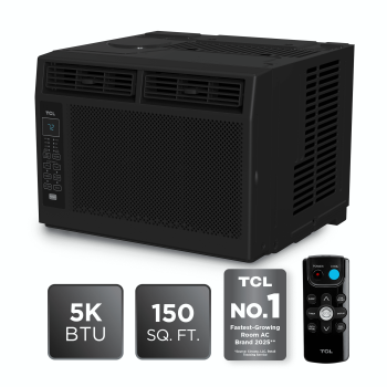 TCL 5,000 BTU Window Air Conditioner () - 150 Sq ft, LED Display, Included Remote, Compact, Dorm Friendly - W5W3M-B