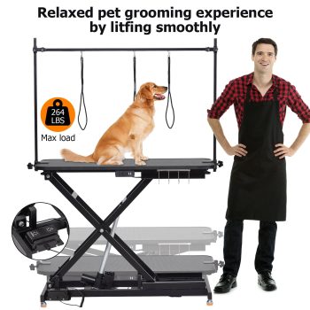 DSstyles Adjustable Dog Grooming Table with MDF Sheet & Metal Hardware electric hydraulic, 264 lb Limit