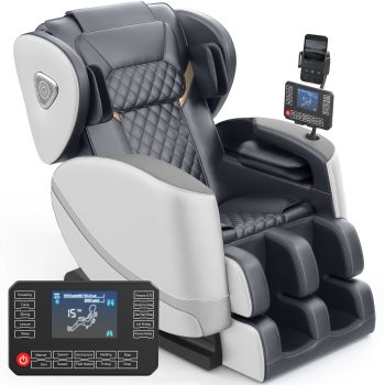 Zero Gravity Full Body Massage Chair with 10 Fixed Rollers, Soothing Heat Function, Deep-Kneading Foot Massager, Bluetooth Speakers