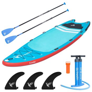 Freein 14' Team Inflatable Stand Up Paddle Board (SUP) - 14'x60"x6", 860 lbs Max Load, Oversized Multi-Person Design with Complete Accessory Kit