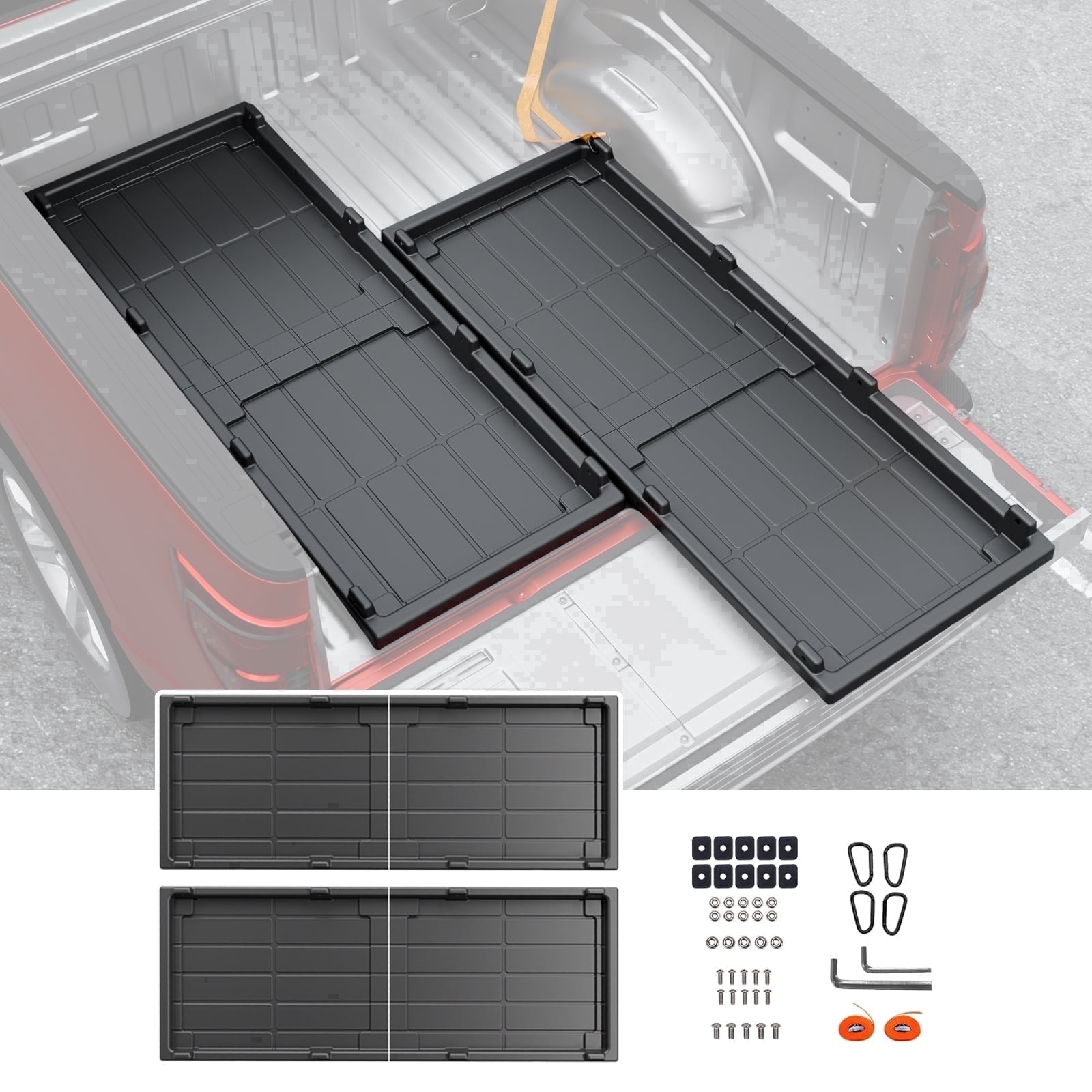 Slide Out Truck Bed Cargo Tray, HDPE Lightweight Sliding Organizer, 500 lbs Capacity, Fit Ford F-150, Chevy Silverado, GMC Sierra, Dodge Ram, Toyota Tundra