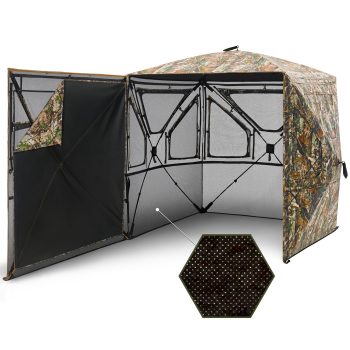 TIDEWE See-Through 360Hunting Blind with Silent Swing Door and Detachable Blackout Panel for 2-3 People