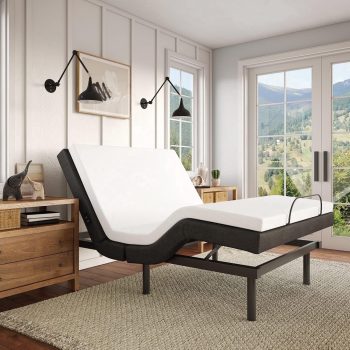 Adjustable Comfort Upholstered Adjustable Bed Base 2.0 with Upgraded Motors, Massage, Wireless Remote, USB Port-Ergonomic Head and Foot Inclines