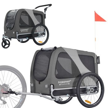 DOGGYHUT Premium Large Pet Bike Bicycle 2 in 1 for Middium-sized Dogs, Low Center of Gravity, Parking Brakes, Easy Folding Frame, Bicycle Carrier