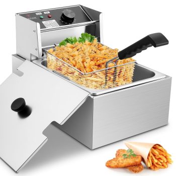 Deep Fryer with Basket 10L/12.7QT 1700W Electric Deep Fryers 0.7mm Thickened Stainless Steel Countertop Oil Fryer Large Capacity for Home and Commercial Use with Temperature Limiter