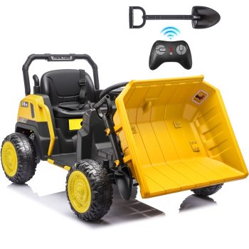 Joyracer 24 Volt Ride on Toys, Metal Frame Ride on Dump for Kids with Remote, Bluetooth, Dump Bed, Shovel, Power Wheels for Toddlers