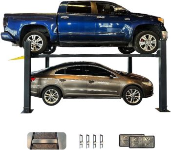HPDMC 8,500 LBS 4-Post Car Lift, Extra Tall & Wide Parking and Storage Auto Lift with 71" Max Height, Heavy-Duty Hydraulic System for Garage, Parking, or Workshop Use, 12 Months Warranty, 220V