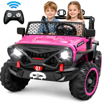 24V 2 Seater Ride on Toys for Kids, Powered Ride on Car with Remote Control, 4 Wheel Suspension, Bluetooth, Music, LED, Dual 200W Motors, Soft Start, Electric Car for Big Kids Girls Boys 3-8