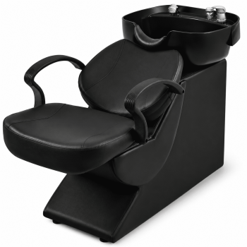 Salon Shampoo Backwash Unit with Reclining Chair & Deep Bowl, Black